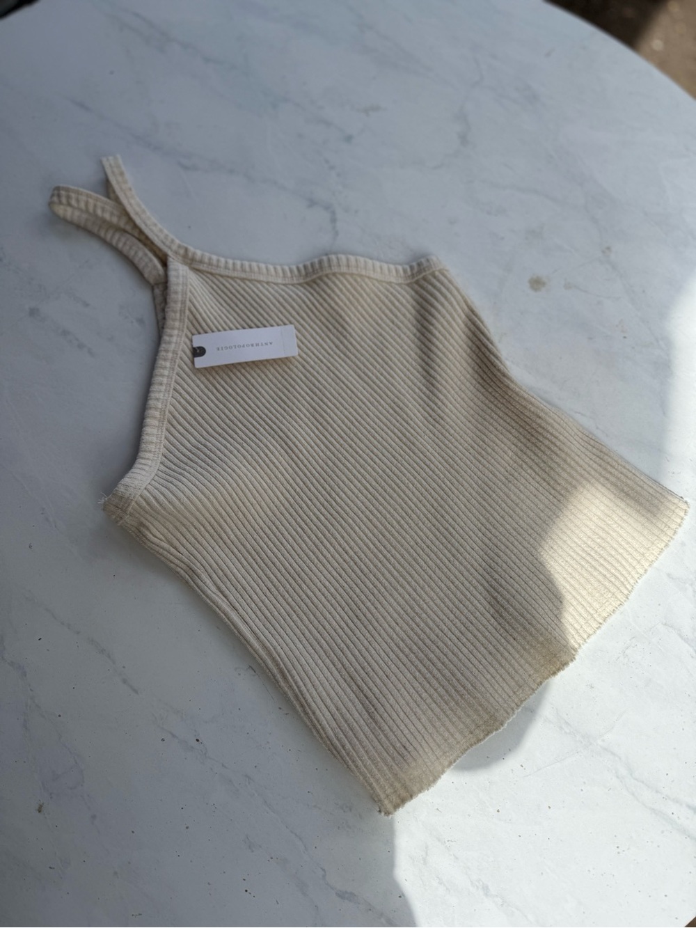 Anthropologie Ribbed Cream Tank